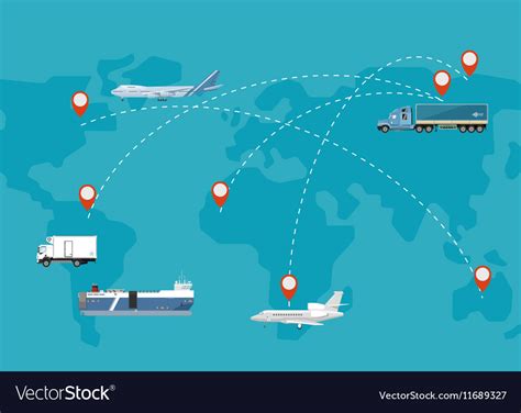 Global Logistics Network Concept In Flat Design Vector Image