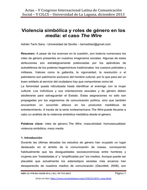 Violencia Simb Lica Y Roles De G Nero En Los Media El Caso The Wire