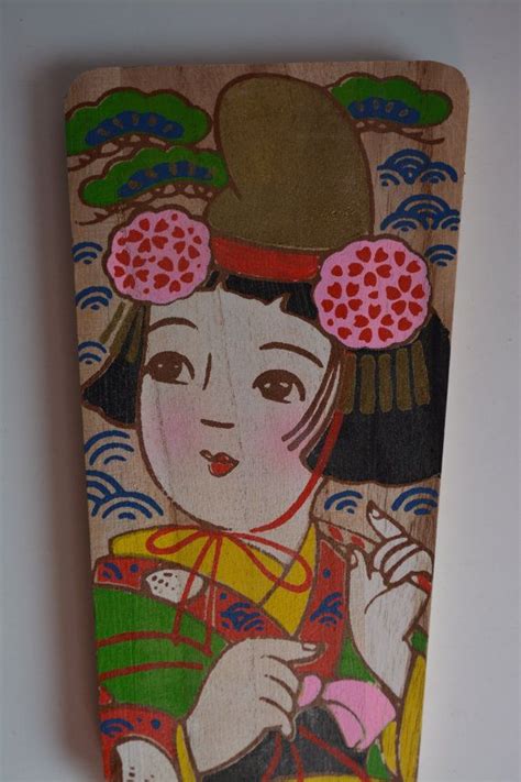 Hagoita Vintage Japanese New Years Wooden Paddle By Styledinjapan