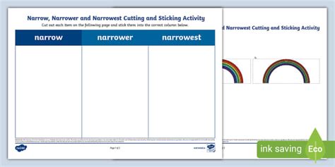 Narrow, Narrower, Narrowest Cutting and Sticking Activity