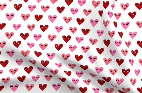 Heart Face Cute Valentines Day Love Fabr Spoonflower