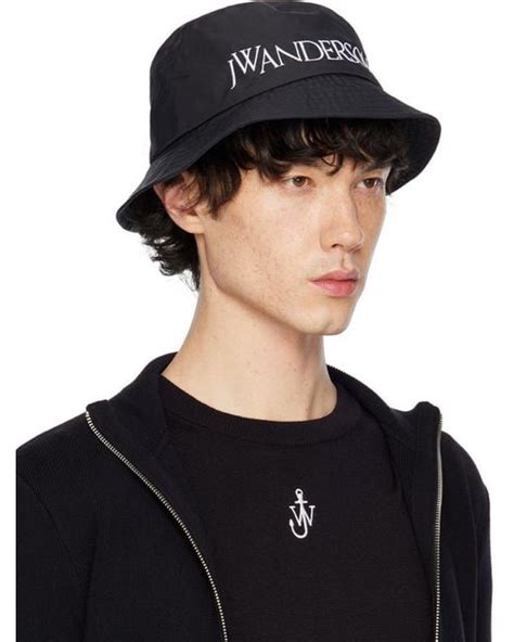 Jw Anderson Black Logo Bucket Hat For Men Lyst