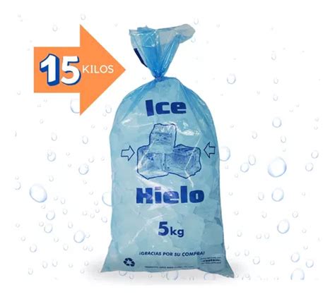 15 Kilos Bolsa De Hielo Impresa Para 5 Kg Azul