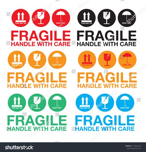 Fragile Handle Care Sticker Label Template Stock Vector Royalty Free