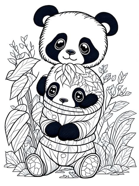 Desenho de panda para colorir para crianças Foto Premium