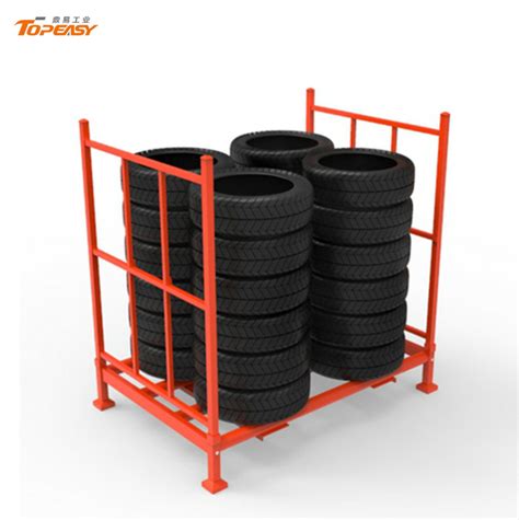 Heavy Duty Powder Coated Stackable Steel Tire Storage Pallet Tyre