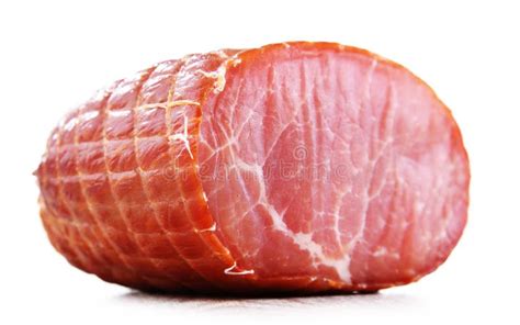 Piece Of Smoked Ham Isolated On White Meatworks Product Stock Photo