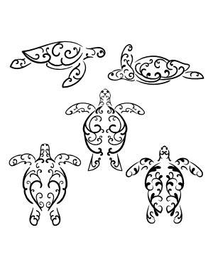 Tribal Sea Turtle Silhouette Clip Art