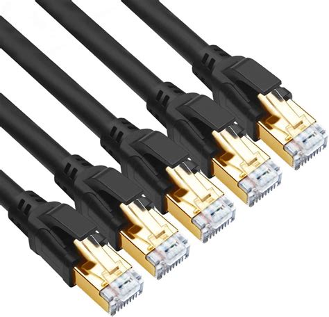 Yauhody Cat 8 Ethernet Cable 3ft 5 Pack Ultra High Speed 40gbps 2000mhz Sftp