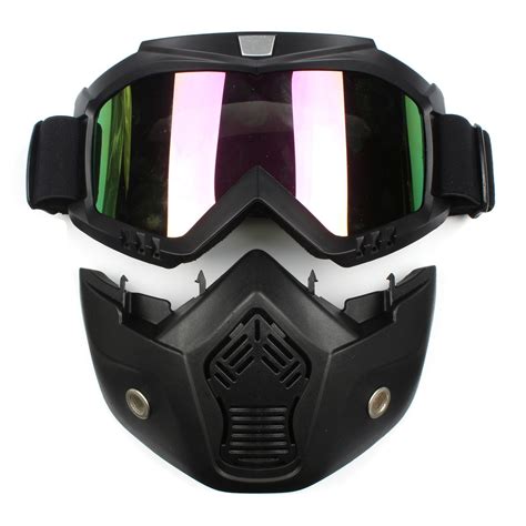 Detachable Modular Helmet Face Mask Shield Goggles Colorful Lens ...