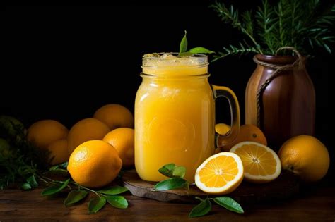 Premium Photo Freshly Squeezed Orange Juice In A Mason Jar