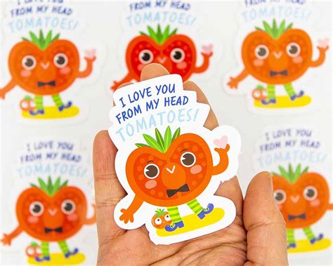 I Love You From My Head Tomatoes Food Pun Sticker Fun Vinyl Sticker