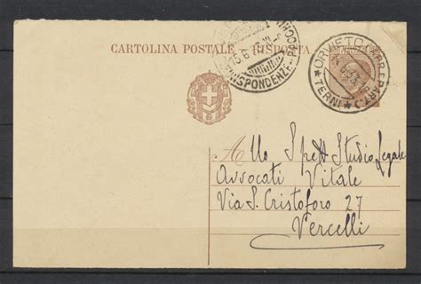 Storia Postale Cartolina Postale Risposta Italia Regno Michetti