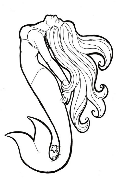 Brave outline mermaid tattoo design by Emma Jen - Tattooimages.biz