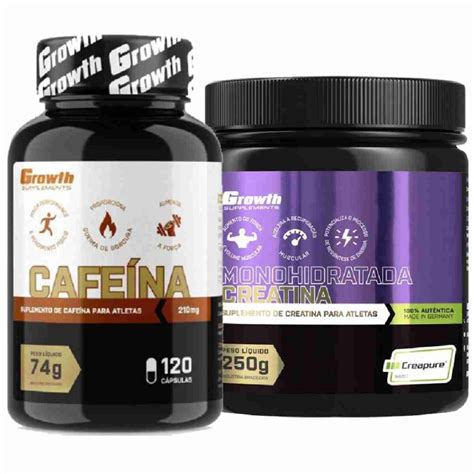 Cafeina 210mg 120 Caps Creatina 250g Creapure Growth Submarino