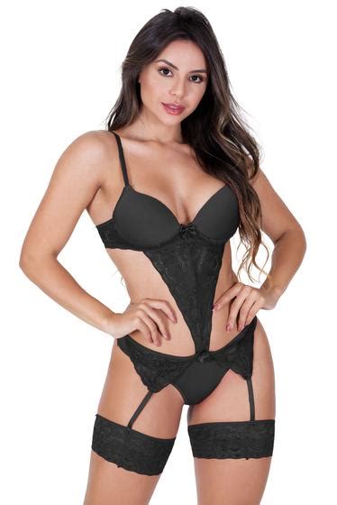 Espartilho Corpete Renda Cinta Liga Calcinha Sensual Suprema Lingerie