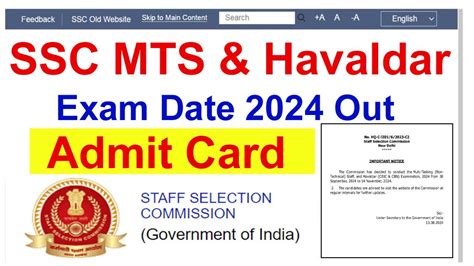 Ssc Mts Exam Date Out Ssc Nic In Mts Havaldar All Jobs For You