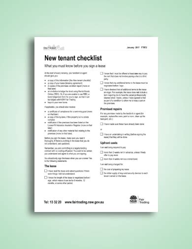 Landlord Tenant Checklist 9 Examples Format Pdf