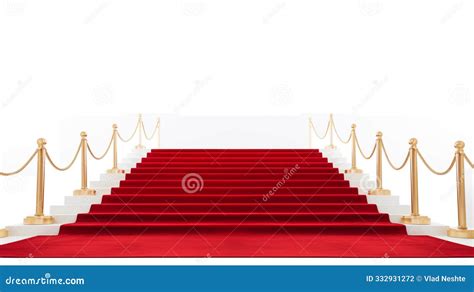 Red Carpet Steps And Gold Handrails Separate From Background Png Stock