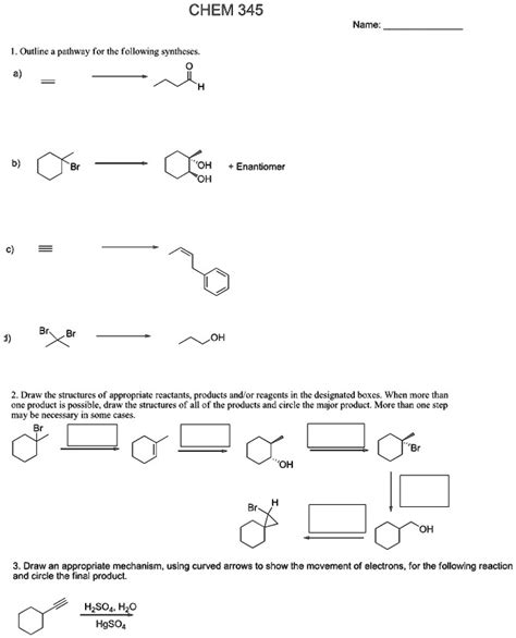 Solved Chem Name Qutline Pathway For The Following Syntheses Oh