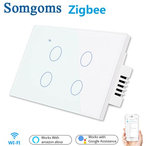 Somgoms Tuya Gang Way Us Wifi Zb Smart Lights Wall Touch Switch