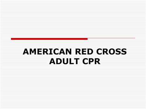 AMERICAN RED CROSS ADULT CPR