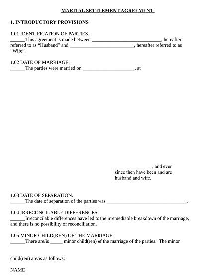 30 Free Marital Settlement Agreement Templates MS Word PDF