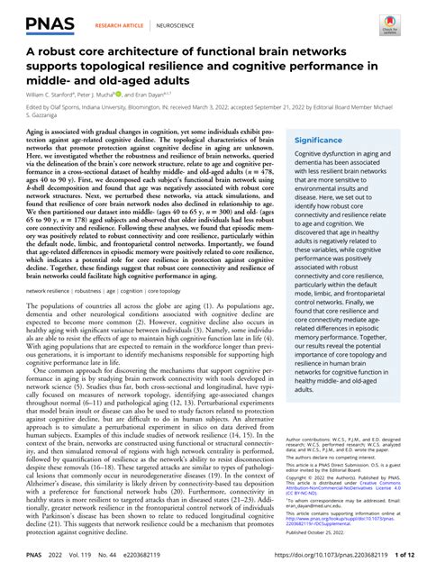 Pdf A Robust Core Architecture Of Functional Brain Networks Supports