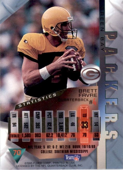 1995 Fleer Metal Brett Favre Green Bay Packers 70 EBay