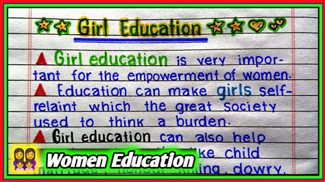 Write An Essay On Women Education In English Girls Education Essay