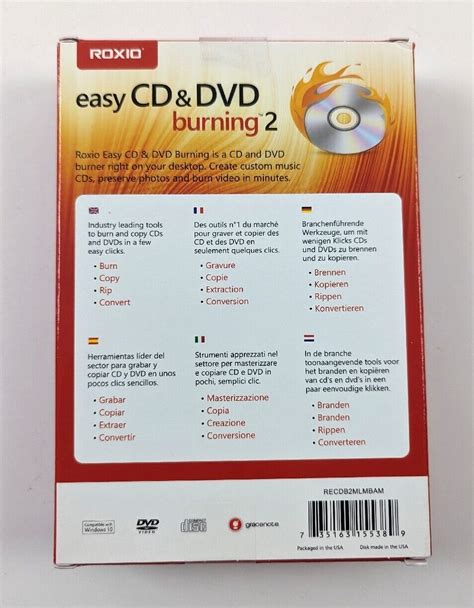 Roxio Easy CD DVD Burning 2 Disc Burner Video Capture Software