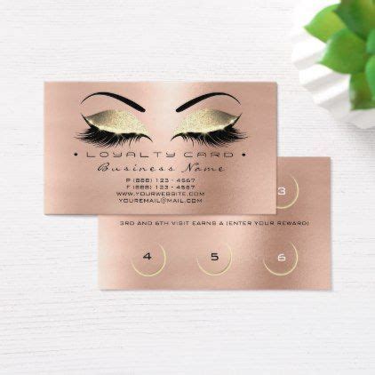 Loyalty Card 6 Beauty Salon Lashes Rose Gold Gold Zazzle Loyalty