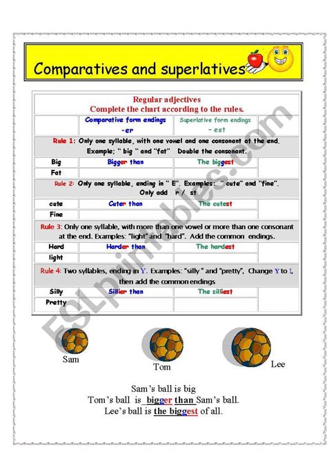 Regular Comparative And Superlative Form Esl Worksheet By Henna300