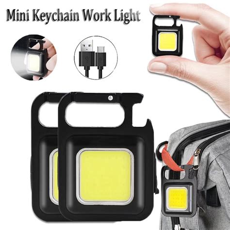 Meet Multifunctional Usb Rechargeable Cob Work Lamp Mini Keychain Led