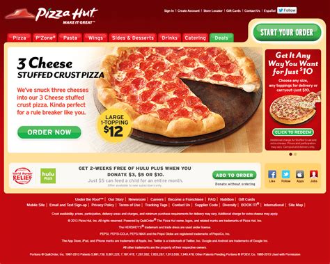 Pizza Hut in 2013 - Web Design Museum