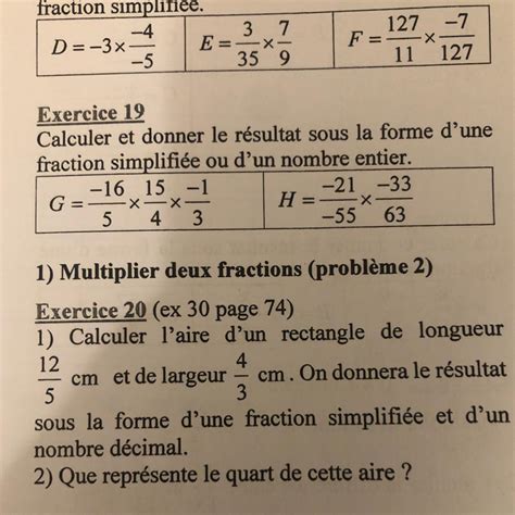 Exercice 19 vous pouvez maider svp Calculer et donner le résultat sous