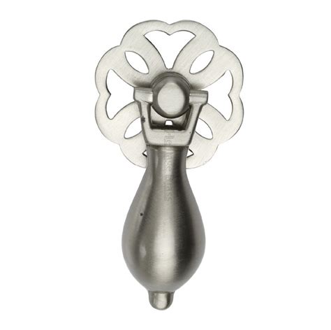 Heritage Cabinet Flower Drop Handle V5025 Satin Nickel Broughtons Lighting And Ironmongery