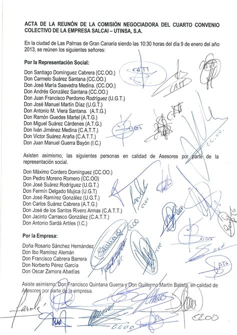 Comit De Empresa Global Salcai Utinsa Acta De Reuni N De La