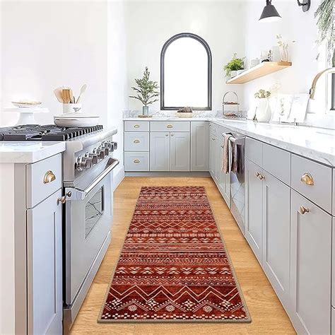 Amazon Beeiva Washable Laundry Room Rugs Bohemian Orange Rug