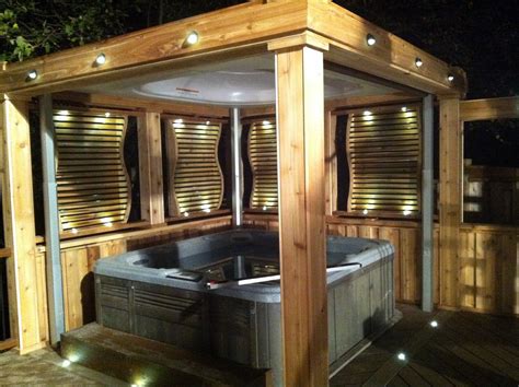 Enclosed Hot Tub Area Complete With Lighting Privacy Screens And