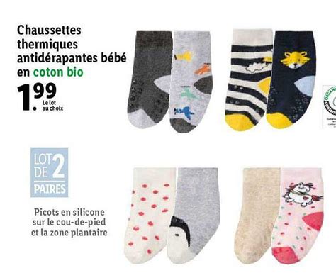 Promo Chaussettes Thermiques Antid Rapantes B B En Coton Bio Chez Lidl