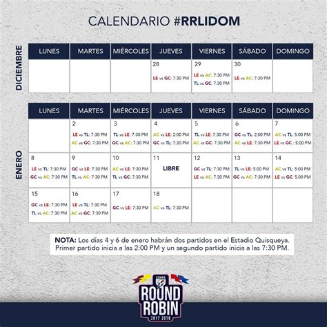 Mira El Nuevo Calendario Del Round Robin Ensegundos Do