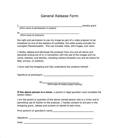 Free General Release Forms In Pdf Hot Sex Picture