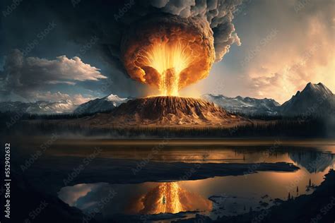 Yellowstone Supervolcano eruption. Created with Generative AI Technology Stock Illustration ...