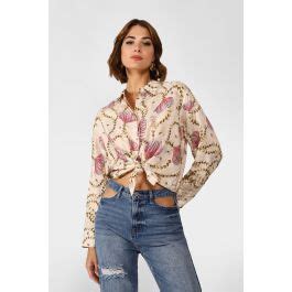 Dixie Shop Online Camicia Cropped Fantasia Floreale Con Colletto