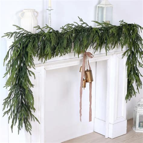 2 Pcs Christmas Garland Decorations 6 FT Real Touch Norfolk Pine