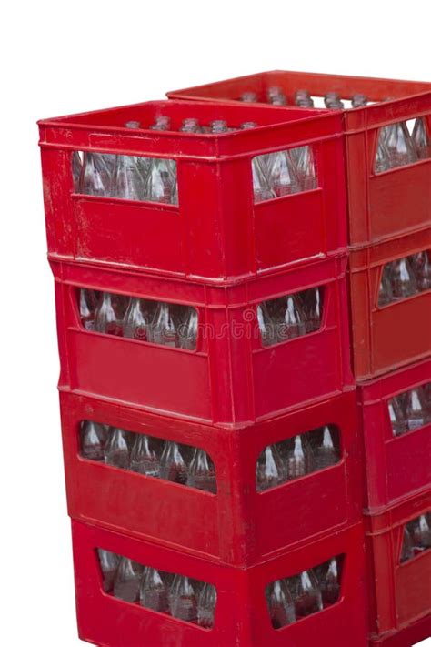 Stack Of Red Plastic Crates Stock Photo Image Of Recycling Bottle