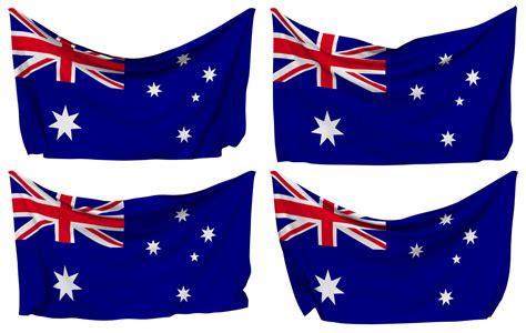 Australia Pinned Flag From Corners Isolated With Different Waving Variations 3d Rendering