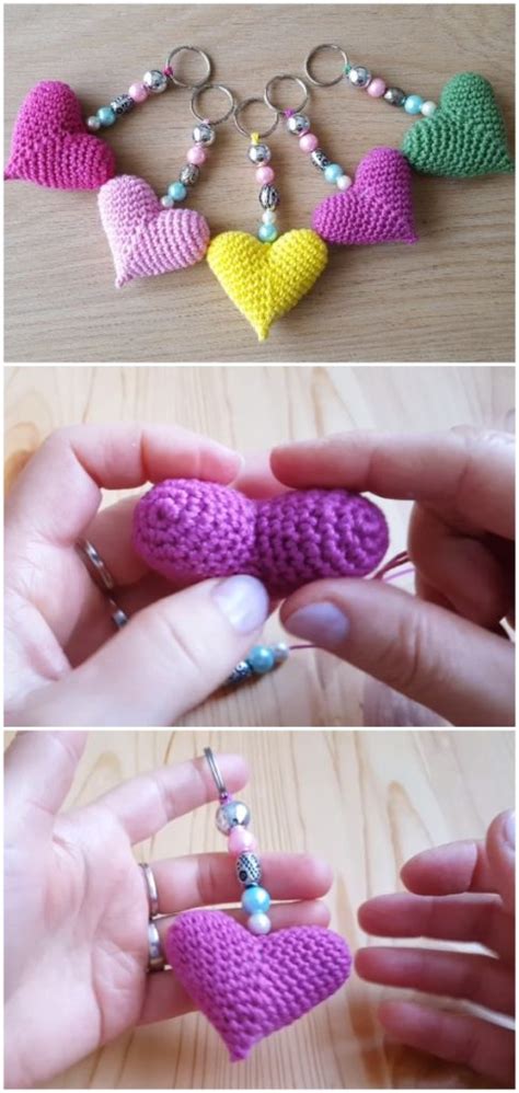 Crochet Heart Keychain - Love Crochet