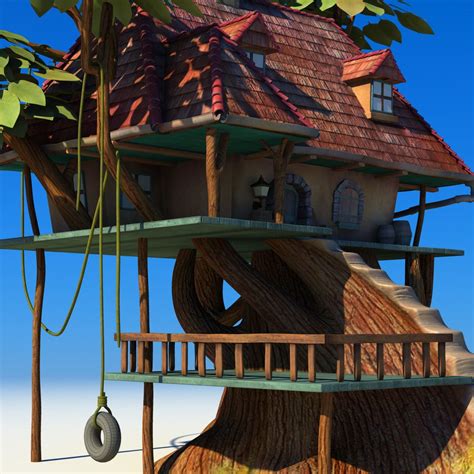 Cartoon Tree House 3d Model 9 Unknown Obj Ma Free3d